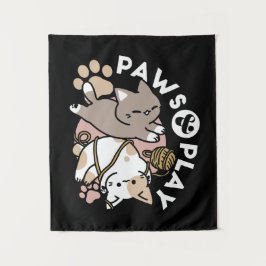 Cute Playful Cats Design – Fun Paws and Play Art Wandkleed