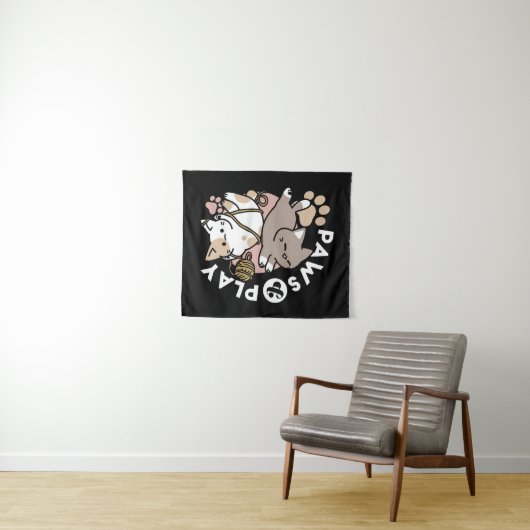 Cute Playful Cats Design – Fun Paws and Play Art Wandkleed (In Situ (horizontaal))