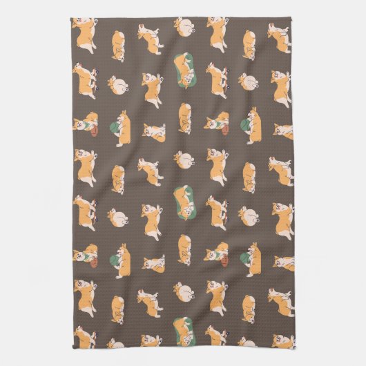 Cute Playful Corgi Theedoek (Verticaal)