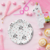 Cute Playful Dalmatian Dog Pattern Red Black Papieren Bordje (Feest)