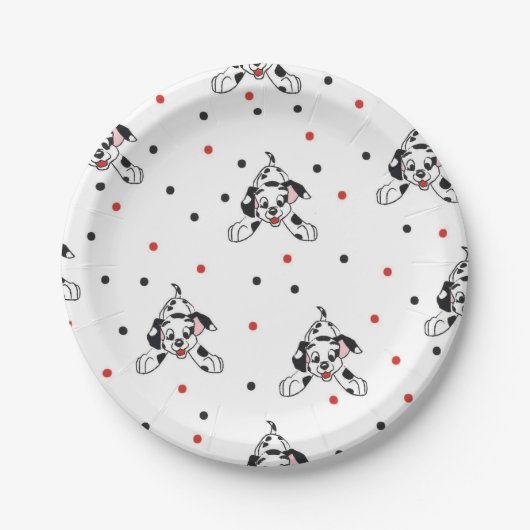Cute Playful Dalmatian Dog Pattern Red Black Papieren Bordje (Voorkant)