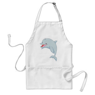 Cute Playful Dolphin Cartoon Standaard Schort