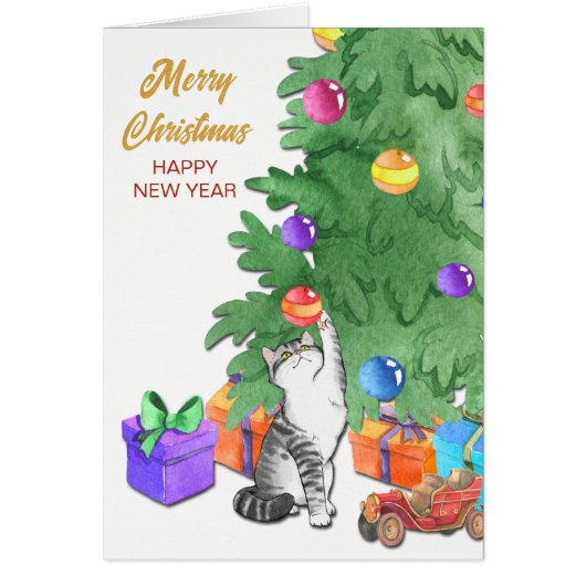 Cute Playful Kerstkat (Voorkant)