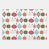 Cute Playful Kerstthema Red en Blue Pattern Inpakpapier Vel (Voorkant 3)