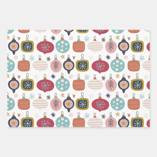 Cute Playful Kerstthema Red en Blue Pattern Inpakpapier Vel (Voorkant 3)