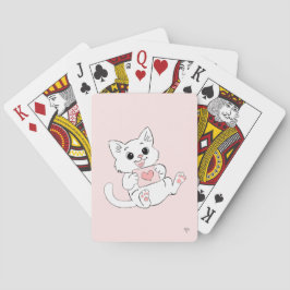 Cute Playful Kitten Whimsical Love Pink Playing  Pokerkaarten