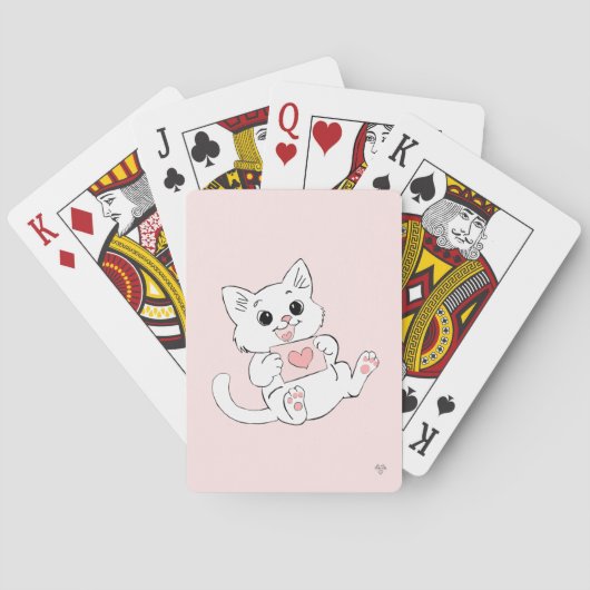 Cute Playful Kitten Whimsical Love Pink Playing  Pokerkaarten (Achterkant)
