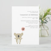 Cute Playful Koala Beer Eenvoudige 1-jarige verjaa Kaart (Staand voorkant)