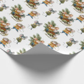 Cute Playful Mice Kerstmis Pattern Cadeaupapier (Hoek)
