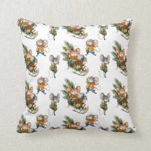 Cute Playful Mice Kerstmis Pattern Kussen