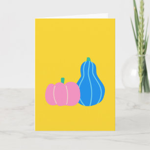 Cute Playful Pumpkin en Gourd Art in Geel Notitiekaartje