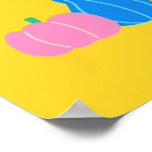 Cute Playful Pumpkin en Gourd Art in Geel Poster (Hoek)