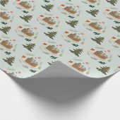 Cute Playful Sleigh Holiday kerstcadeautje Cadeaupapier (Hoek)