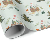 Cute Playful Sleigh Holiday kerstcadeautje Cadeaupapier (Rol Hoek)