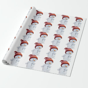 CUTE PLAYFUL SNOWMAN CADEAUPAPIER