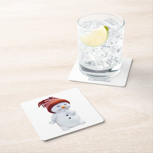 CUTE PLAYFUL SNOWMAN KARTONNEN ONDERZETTERS (Insitu)