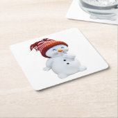 CUTE PLAYFUL SNOWMAN KARTONNEN ONDERZETTERS (Schuin)