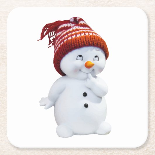 CUTE PLAYFUL SNOWMAN KARTONNEN ONDERZETTERS (Voorkant)