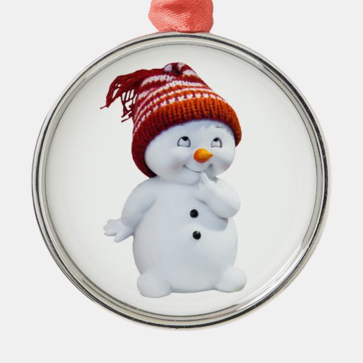 CUTE PLAYFUL SNOWMAN METALEN ORNAMENT (Voorkant)