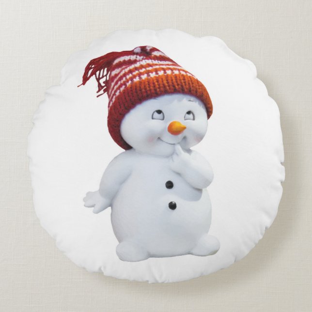 CUTE PLAYFUL SNOWMAN ROND KUSSEN (Voorkant)