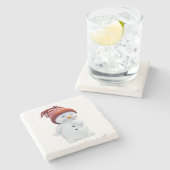 CUTE PLAYFUL SNOWMAN STENEN ONDERZETTER (Zijkant)