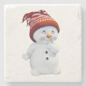 CUTE PLAYFUL SNOWMAN STENEN ONDERZETTER (Voorkant)