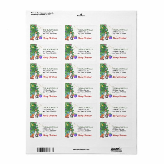 Cute Playous kerstkat Return Address Label (Full Sheet)