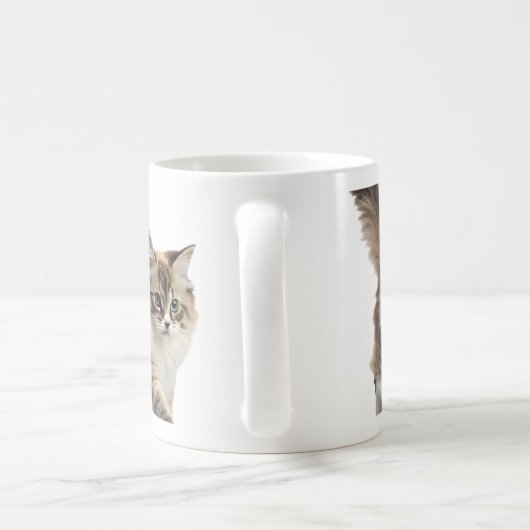 cute pluizige kat koffiemok (Handvat)