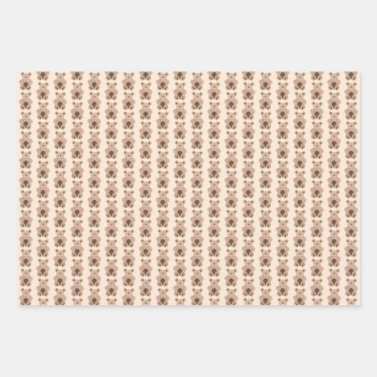 Cute Plush Stuffed Teddy Bear Animal Print Inpakpapier Vel (Voorkant)