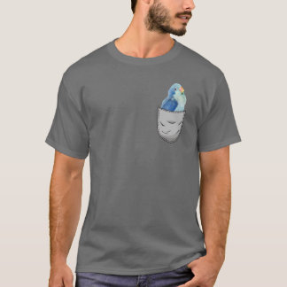 Cute Pocket Blue Quaker Parrot Bird family friends T-shirt