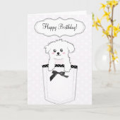 Cute Pocket Puppy Dog Kaart (Gele Bloem)