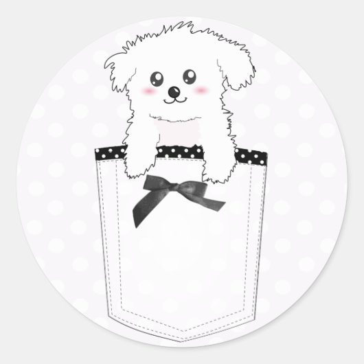 Cute Pocket Puppy Dog Ronde Sticker (Voorkant)