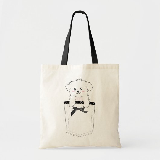Cute Pocket Puppy Dog Tote Bag (Voorkant)