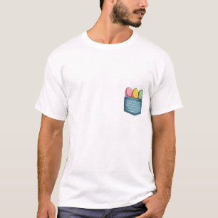Cute Pocket Rabbit Easter Holiday Easter Eggs Happ T-shirt