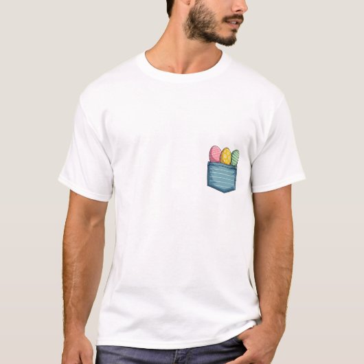 Cute Pocket Rabbit Easter Holiday Easter Eggs Happ T-shirt (Voorkant)