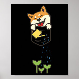 Cute Pocket Shiba Inu Shirt Hondenliefhebber Plant Poster