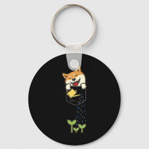 Cute Pocket Shiba Inu Shirt Hondenliefhebber Plant Sleutelhanger