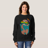 Cute Pocket Sloth Lgbt Animal Rainbow Flag Gay Pri Trui (Voorkant volledig)