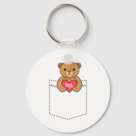 Cute Pocket Teddy Bear Hugging Heart - 2020 Valent Sleutelhanger (Voorkant)