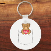 Cute Pocket Teddy Bear Hugging Heart - 2020 Valent Sleutelhanger (Voorkant)