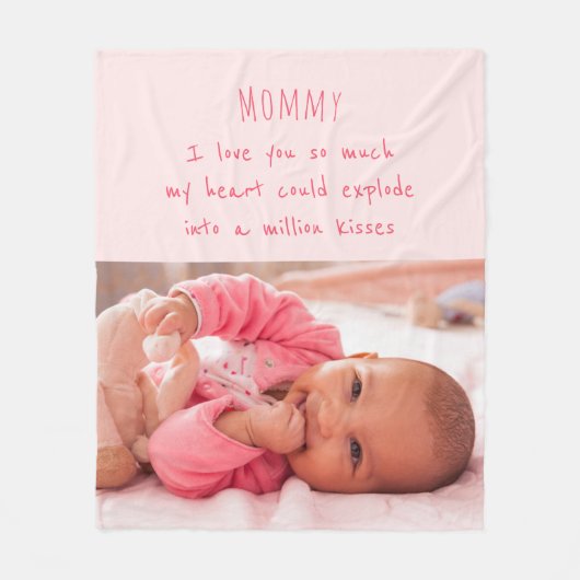 Cute Poem voor mama - Roze Baby Foto Fleece Deken (Voorkant)