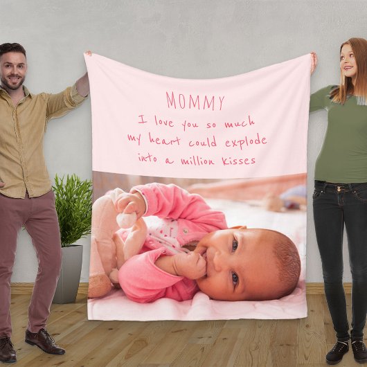 Cute Poem voor mama - Roze Baby Foto Fleece Deken