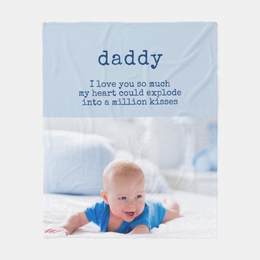 Cute Poem voor papa - Blue Baby Photo Fleece Deken (Voorkant)