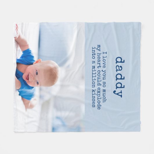 Cute Poem voor papa - Blue Baby Photo Fleece Deken (Voorkant (Horizontaal))