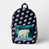 Cute Polar Bear and Northern Lights Bedrukte Rugzak (Voorkant)