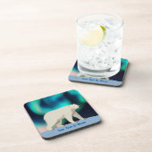 Cute Polar Bear and Northern Lights Bier Onderzetter (Rechterzijde)