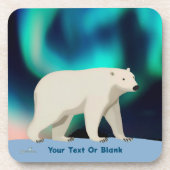 Cute Polar Bear and Northern Lights Bier Onderzetter (Voorkant)
