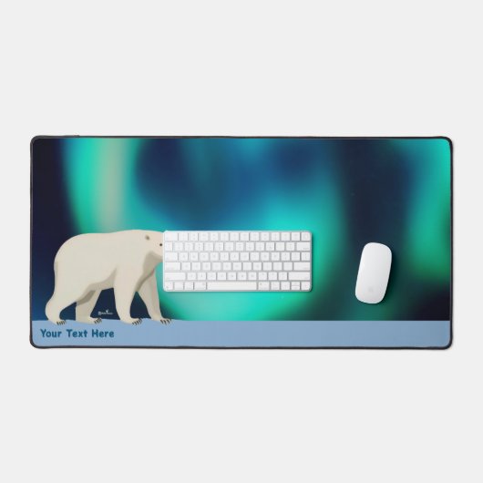 Cute Polar Bear and Northern Lights Bureaumat (Keyboard & Muis)