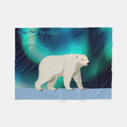 Cute Polar Bear and Northern Lights Fleece Deken (Voorkant (Horizontaal))