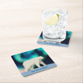 Cute Polar Bear and Northern Lights Kartonnen Onderzetters (Insitu)